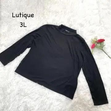 Lutique [ 3L ] 블랙 리브 하이넥 긴팔 니트 레이온 워셔블