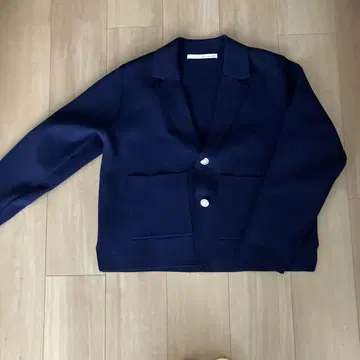 MELROSE CLAIRE 밀라노 리브 네이비 블레이저