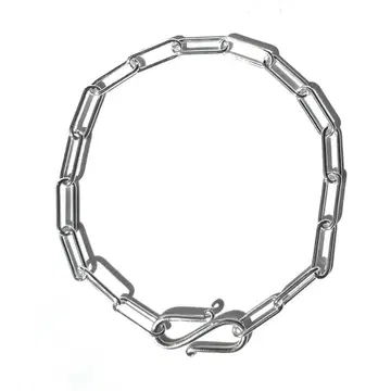 3,Silver Trombone Chain Bracelet w/SHook