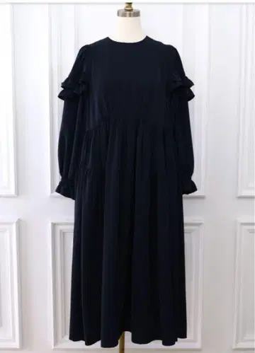 unminou 앙미누 더블 프릴 원피스 네이비