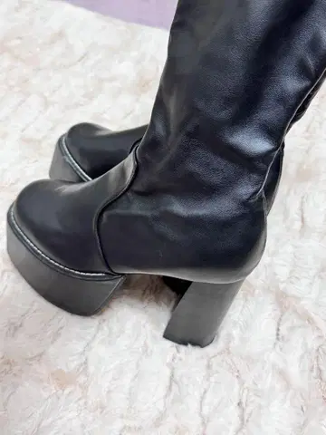 롱 부츠 블랙 L 사이즈 힐 약 10~15cm 전체 길이 약 60cm
