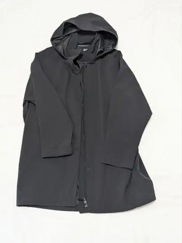 UNIQLO 블록 테크 하프 코트 블랙 여성용 M 발수