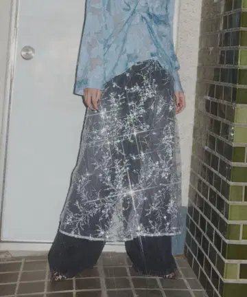 [ yae ] Flower spangle wrap skirt 랩스커트