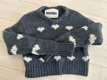 NKNIT 그레이 하트 패턴 니트 130