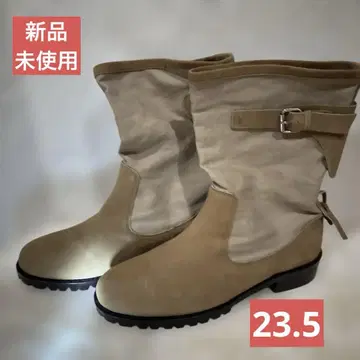 베이지 스웨이드 캔버스 부츠