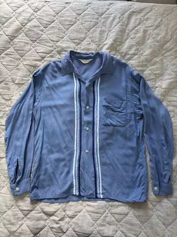 60s USA제 레이온 셔츠 블루