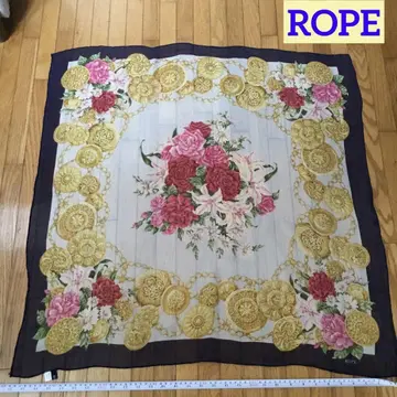 ROPE 꽃무늬 쉬폰 스카프 네이비