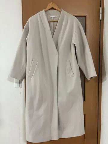 AUNTMARIE'S 노카라 멜톤 코트 사이즈 F 아이보리 베이지