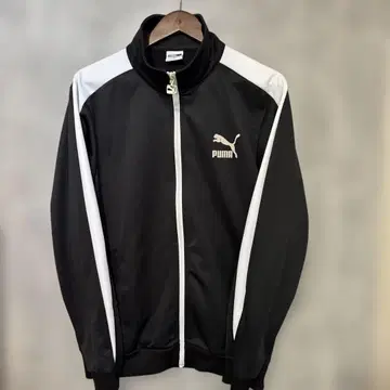 [ 푸마 ] 트랙 자켓 저리 블랙 XL 화이트 라인 로고 와펜