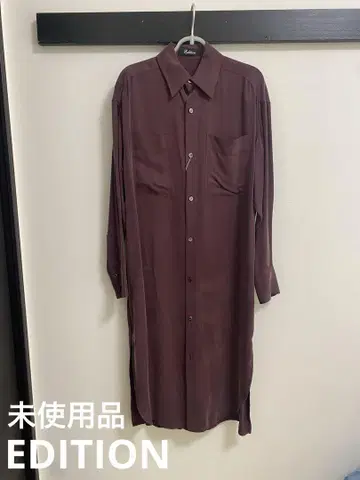 Edition 와인 레드 긴팔 롱 셔츠 원피스