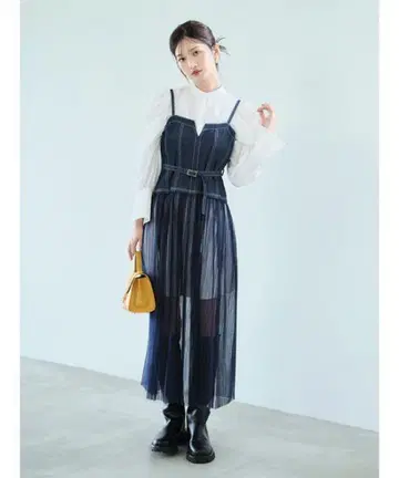 릴리 브라운 코르셋 튤 콤비 원피스