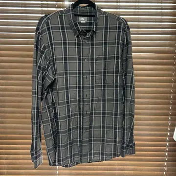 The North Face 체크 무늬 긴팔 셔츠 그레이 계열