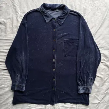 [ 90s ] HONORS 벨로아 셔츠 네이비 메탈 버튼 셔츠 자켓