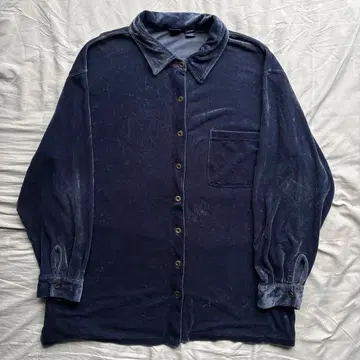 [ 90s ] HONORS 벨로아 셔츠 네이비 메탈 버튼 셔츠 자켓