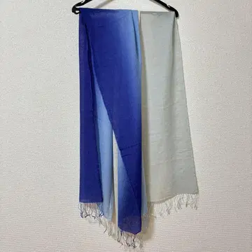 대형 스톨 실크 그라데이션 블루
