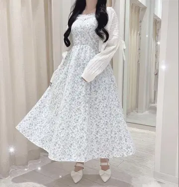 evelyn 꽃무늬 레이스 OP 블루
