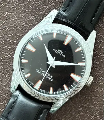 빈티지 손목시계 FORTIS 기계식 수동 와인딩 남성용 손목시계 블랙