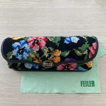 FEILER [ 새상품급 ] 꽃무늬 안경 케이스 블랙