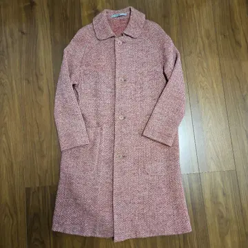 새상품급 45rpm 울 100% 헤링본 롱 코트 빨간색 계열 사이즈 1