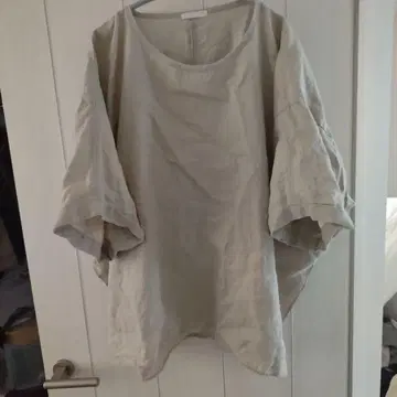 스튜디오 클립 린넨 풀오버 베이지 오버 사이즈 반팔 셔츠