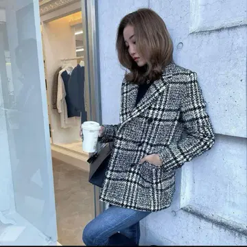 sheller 셰리에 트위드 자켓 울 코트 체크