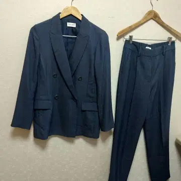 PLST 네이비 더블 브레스트 자켓 팬츠 셋업