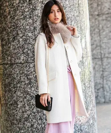 ROPE' 로페 울 노카라 코쿤 코트 화이트 38