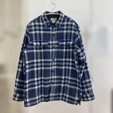 L.L.Bean 네이비 체크 무늬 더블 페이스 셔츠 안감 플리스