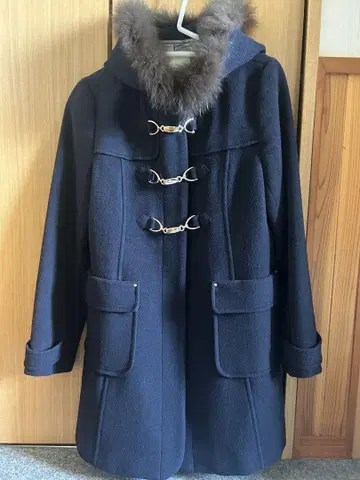 Feroux 울 코트 네이비 퍼 포함