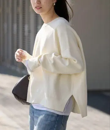 미사용 새상품 프레임워크 더블 자카드 풀오버 화이트