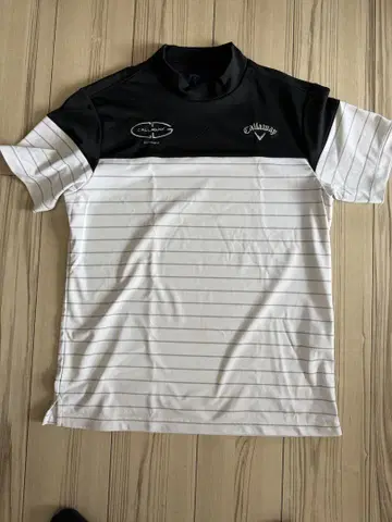 Callaway 골프 셔츠 M 사이즈 블랙 화이트 스트라이프