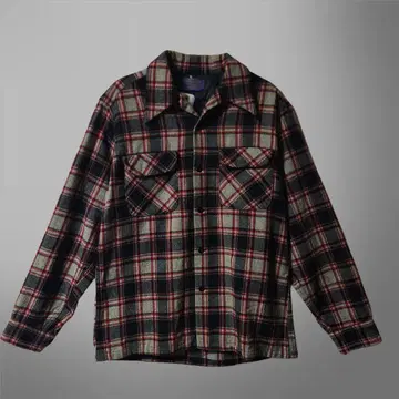 70s PENDLETON 보드셔츠 오픈 카라 체크 블랙 계열 L 상당