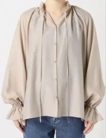 미사용 택 포함 하이 브리드 프릴 칼라 볼륨 슬리브 블라우스