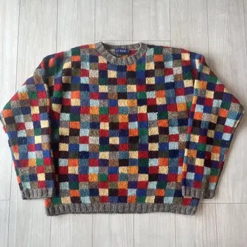레어 90s J.CREW 패치워크 니트 빈티지