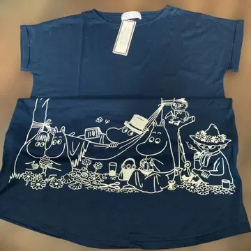 MOOMIN 반팔 무릎 기장 원피스 네이비