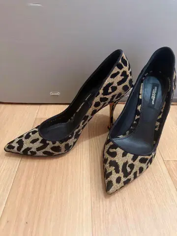 돌체앤가바나 - 블랙 골드 레오파드 힐 펌프스 37 23