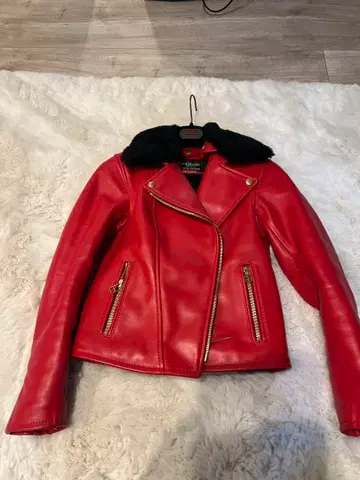 카도야 빨간색 가죽 라이더 자켓