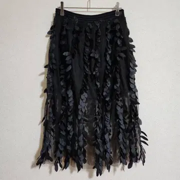 [ SHEIN ] ( XS ) 시스루 잎 장식 롱 스커트 / 허리밴딩