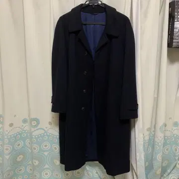 네이비 체스터 코트 울 혼방 5 버튼 M~L
