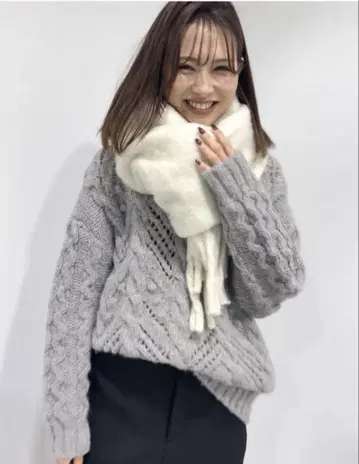 페루 핸드 니트 풀오버 그레이