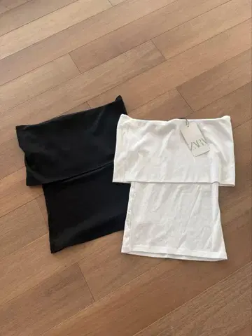 ZARA 오프숄더 상의 화이트 블랙 2개 세트