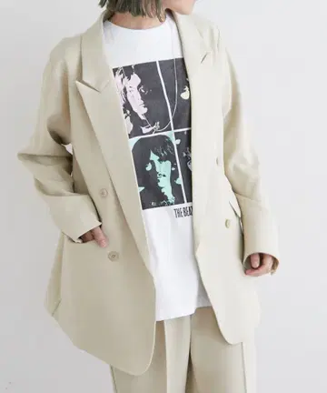 Omekashi 더블 테일러드 자켓 아이보리