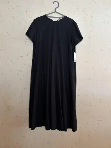 A라인 블랙 원피스 린넨 소재 무릎 아래 기장