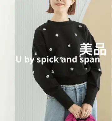 [ 새상품급 ] U by SPICK&SPAN 비쥬 자수 맨투맨 블랙