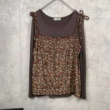 Rosa Cheri 티셔츠 티셔츠 긴팔 레이어드 스타일 M 브라운