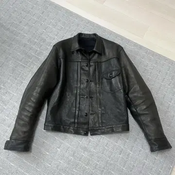 블랙 가죽 숏 자켓