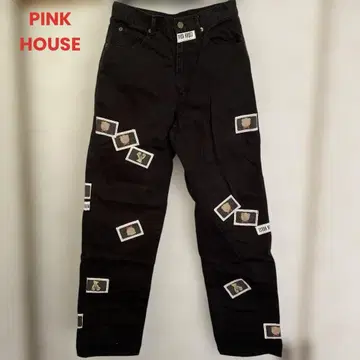 PINK HOUSE 곰 와펜 블랙 카츠라기 팬츠