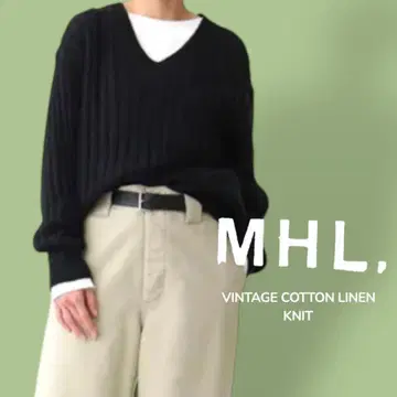 MHL 코튼 린넨 V넥 니트
