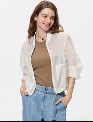 시스루 집업 자켓 화이트 XL