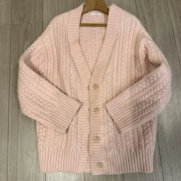 yori 케이블 짜임 핑크 가디건 36